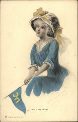 University of California Girl with Pennant Postcard