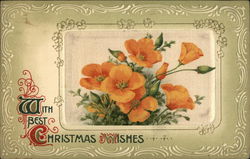 With Best Christmas Wishes - with Orange Poppies Postcard Postcard Postcard