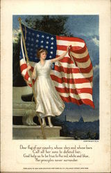 Woman Holding the USA Flag Postcard