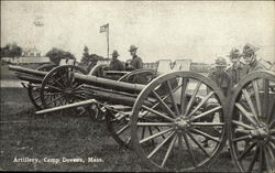 Soldiers with Artillery at Camp Devens, Mass Postcard