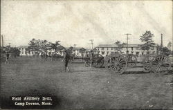 Field Artillery Drill in Camp Devens, Massachusetts Postcard