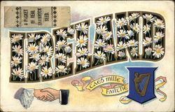 Ireland - Packet of shamrock seed, shield, handshake Postcard