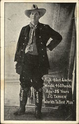 Cowboy J.G. Tarver Portrait as World's Tallest Man Postcard