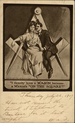 Couple Sitting on Mason Logo Postcard