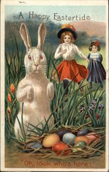 Children Discovering Easter Bunny and Eggs Postcard