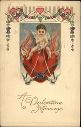 Cupid Riding Heart Pulled by Doves Cupid Riding Heart Pulled by Doves