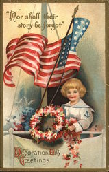 "Nor shall their story be forgot" - Decoration Day Greetings Postcard