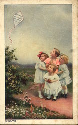 Children Watching Kite Advertising for Humphrey's Witch Hazel Ointment (Compound) Postcard
