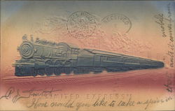 Limited Express Train Embossed Card Postcard