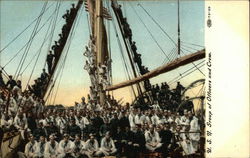 U. S. N. Group of Officers and Crow on a Ship Postcard