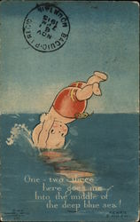 Kewpie diving into the water Postcard