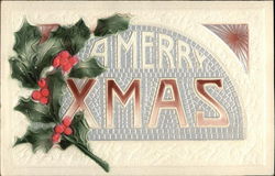 Decorative Lettering and Holly Postcard