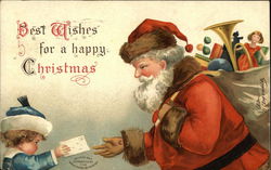 Best Wishes for a Happy Christmas Santa Claus Postcard Postcard Postcard