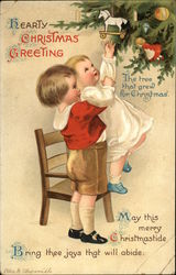 Hearty Christmas Greeting - The Tree That Grew For Christmas Postcard