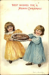 Two Girls Carrying Cake Postcard