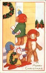 Three Puppies Delivering Christmas Gifts Postcard
