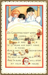 Children in Bed - Rebus Poem Postcard