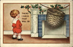 Child with Large Basket on Mantle Postcard