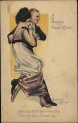 A Happy New Year - Elegant Couple Dancing Postcard Postcard Postcard