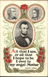 Abraham Lincoln Inset below Insets of His Father and Mother Presidents Postcard Postcard Postcard