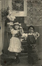 Boy and Girl Dancing Together Postcard Postcard Postcard