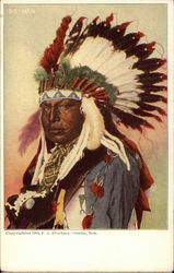 Big-Man Chief in Headdress Native Americana Postcard Postcard Postcard