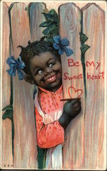 Girl and Fence Valentine Postcard