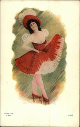 Lady in Red Dress and Hat Women Postcard Postcard Postcard
