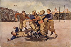 Seven men playing football Seven men playing football