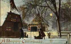 Children with Sled, Snow Scene Children with Sled, Snow Scene