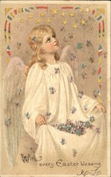 With Every Easter Blessing - Angel Postcard