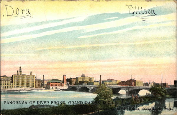 Panorama of River Front Grand Rapids Michigan