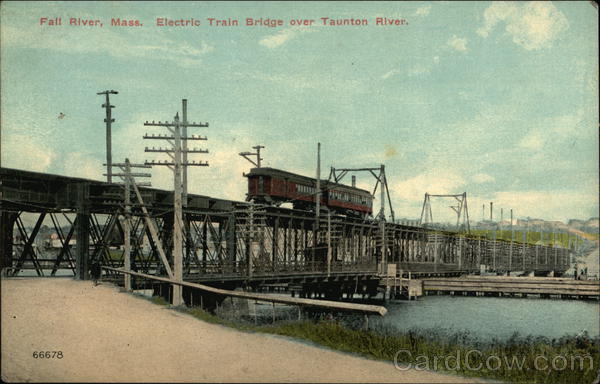 Electric Train Bridge over Taunton River Fall River Massachusetts