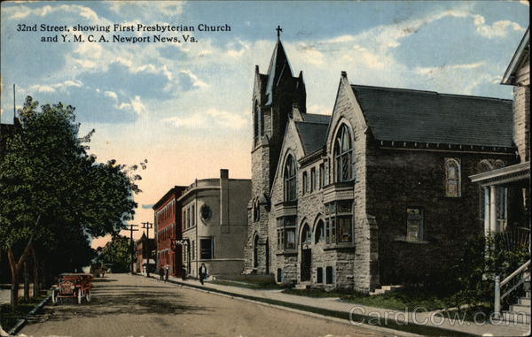 32nd Street showing First Presbyterian Church and Y.M.C.A. Newport News Virginia