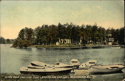 Harris Pond, East Side, Boat Landing and Cottages Woonsocket, RI Postcard Postcard Postcard