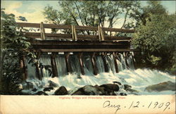 Highway Bridge and Waterfalls Mansfield, MA Postcard Postcard Postcard