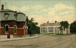 Bank, Post Office and Town Hall Wrentham, MA Postcard Postcard Postcard