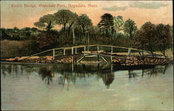 Rustic Bridge, Hopedale Park Massachusetts Postcard Postcard Postcard