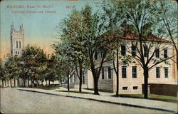 St. Mary's Catholic School and Church Milford, MA Postcard Postcard Postcard