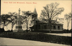 Town Hall and Monument Easton, MA Postcard Postcard Postcard