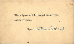 YMCA - The Ship On Which I Sailed Has Arrived Safely Overseas Postcard