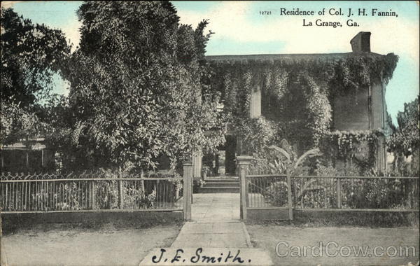 Residence of Colonel JH Fannin LaGrange Georgia