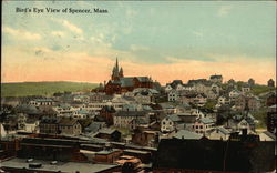 Bird's-Eye View of Spencer, Mass. Postcard