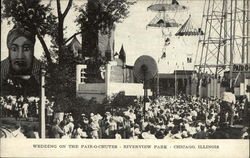Wedding on the Pair-O-Chutes at Riverview Park Postcard