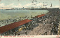 Boulevard and Beach Scene, Revere Beach Massachusetts Postcard Postcard Postcard