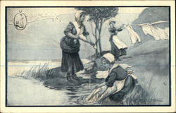 Wash Day in Old Plymouth Postcard