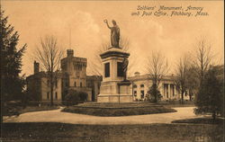 Soldiers' Monument, Armory and Post Office Fitchburg, MA Postcard Postcard Postcard