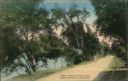 Birch Road, Shore Lake, Assawampsett Lakeville, MA Postcard Postcard 