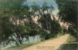 Birch Road, Shore Lake, Assawampsett Lakeville, MA Postcard Postcard Postcard