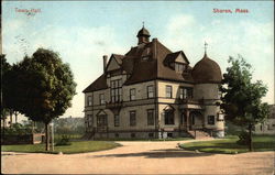 Town Hall Sharon, MA Postcard Postcard Postcard